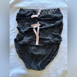 NWT High Leg Brief Set Victoria's Secret Black Lace Panty Set XXL